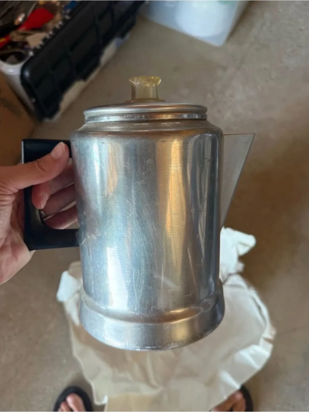 Classic Stainless Steel Coffee Percolator with Black Handle
